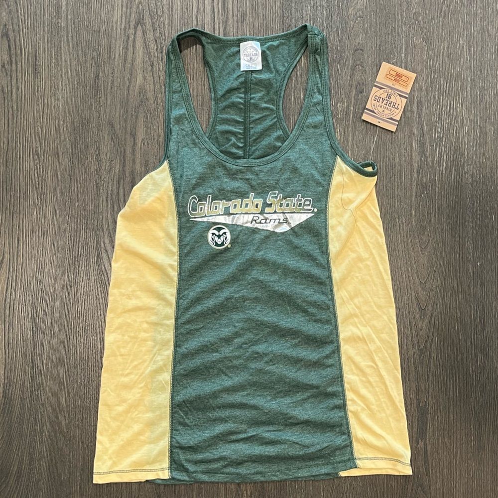 NWT Colorado State Rams Green Yellow Racerback Tank Top - Size M